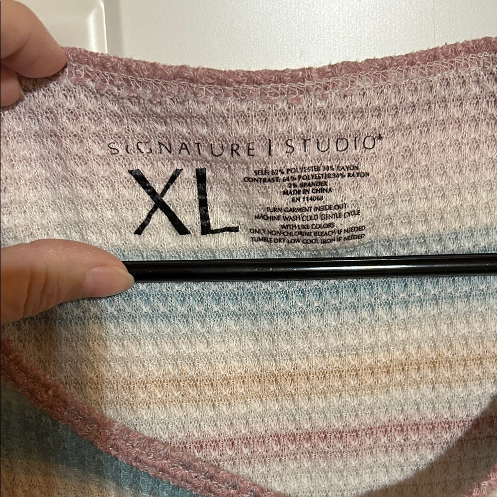Signature Studio Multicolor Striped Long Sleeve Top - Picture 2 of 6